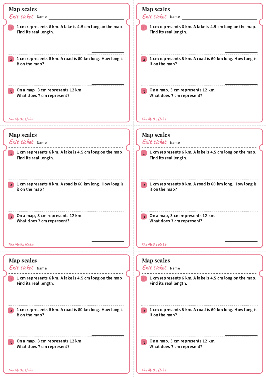Map scales, exit tickets