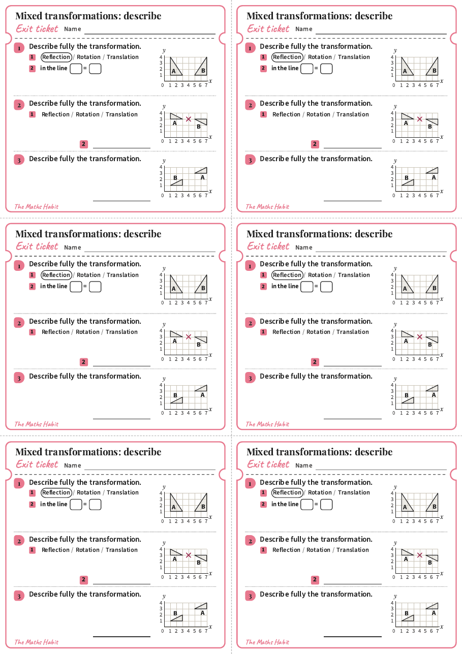 Mixed transformations: describe, exit tickets