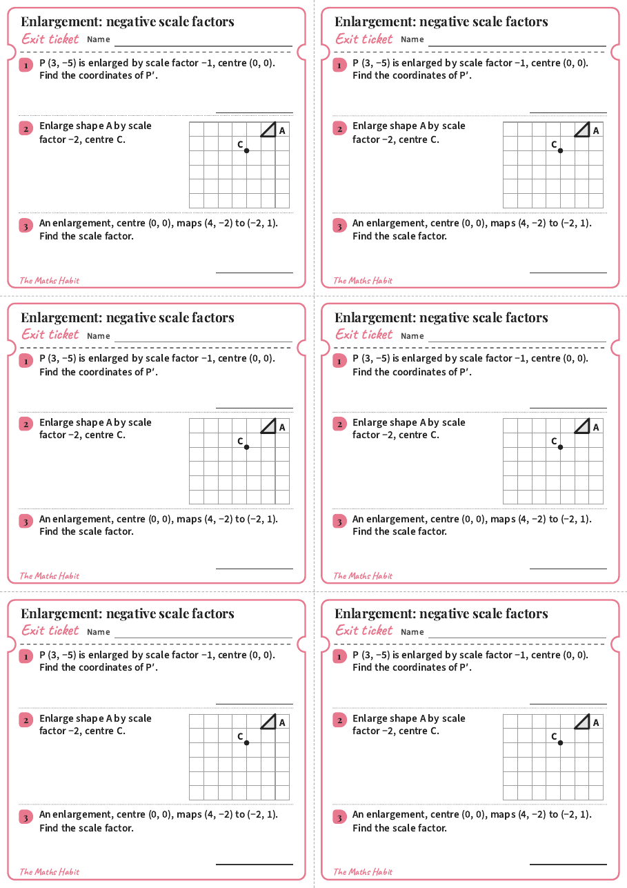 Enlargement: negative scale factors, exit tickets