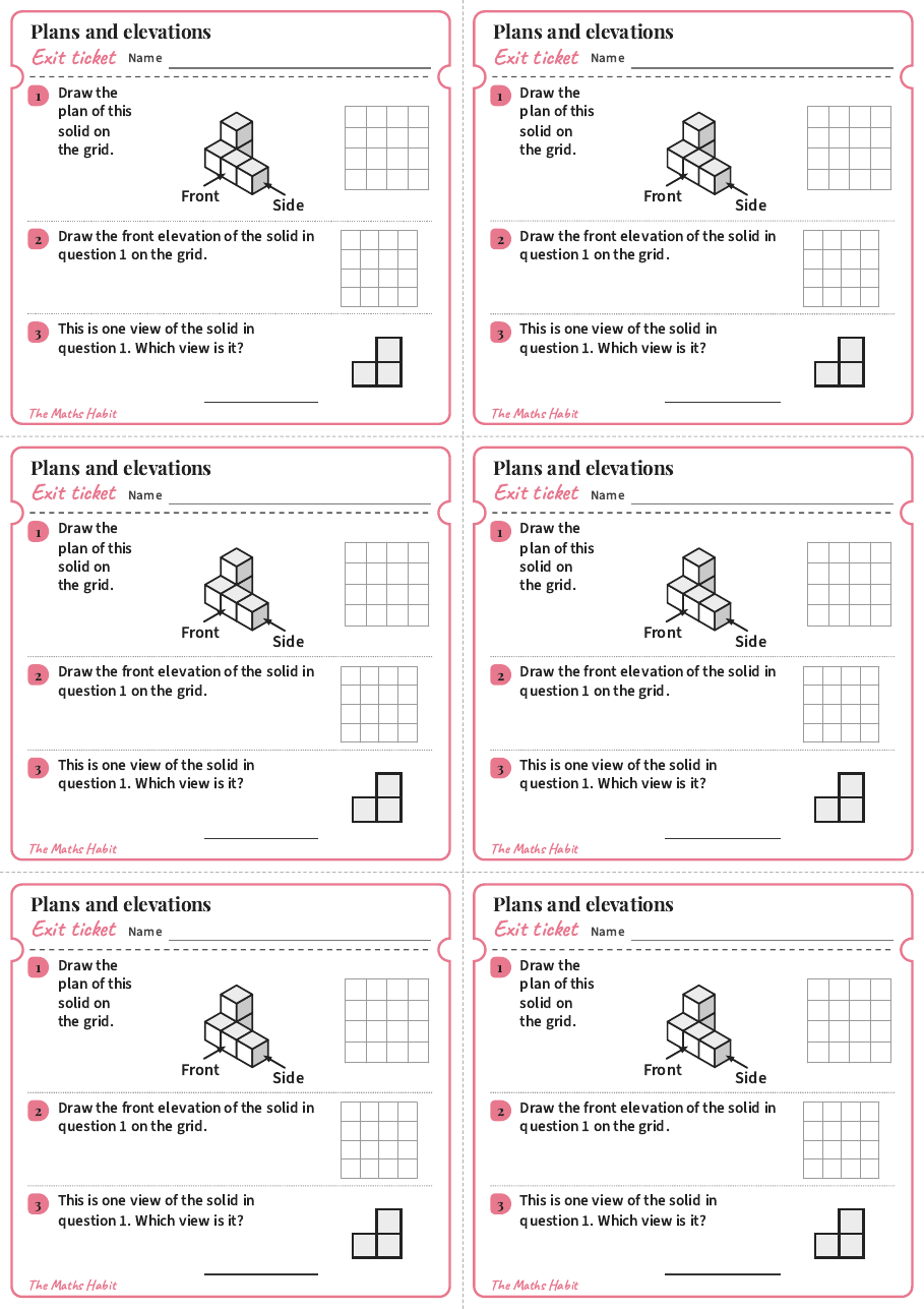 Plans and elevations, exit tickets