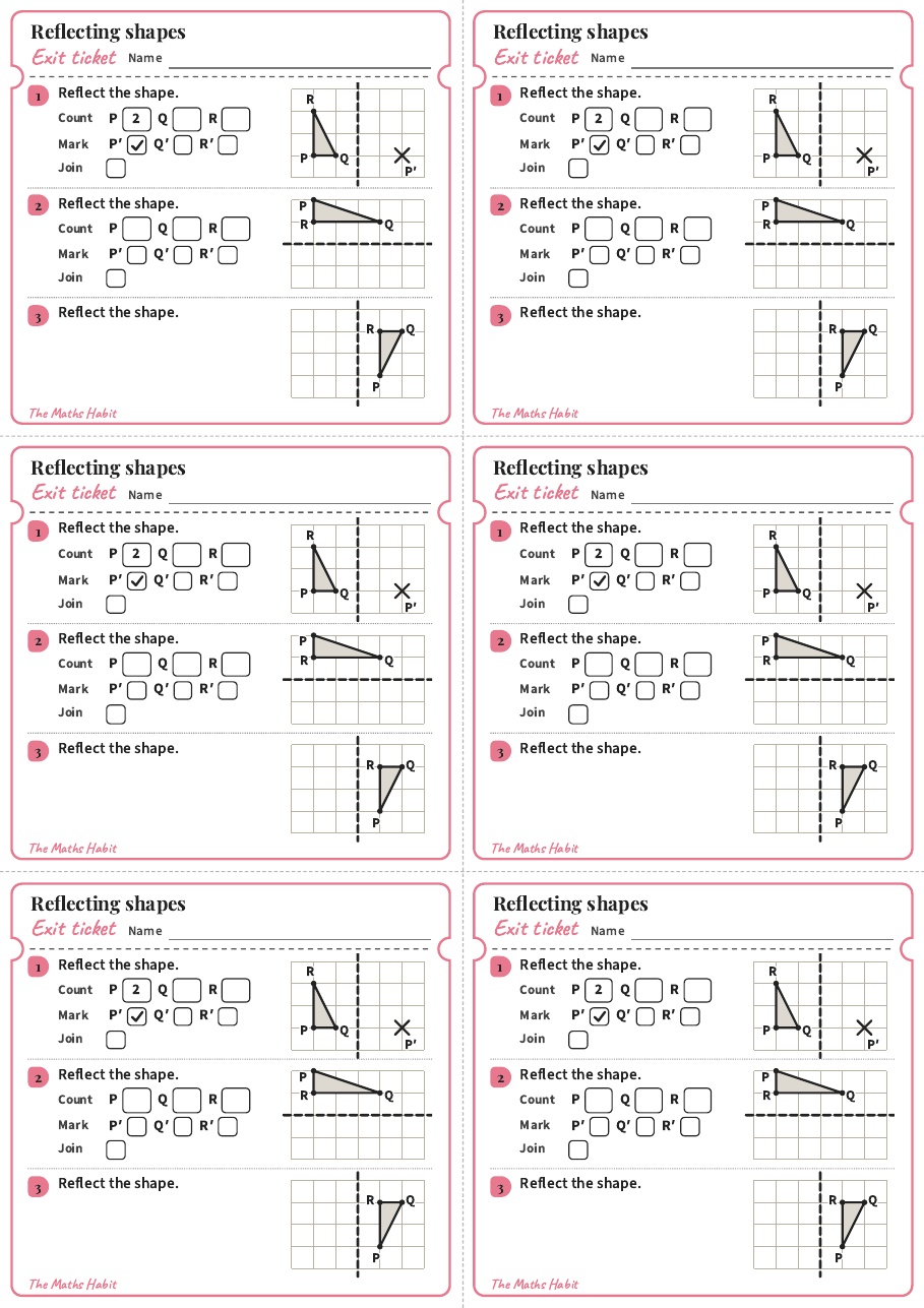 Reflecting shapes, exit tickets
