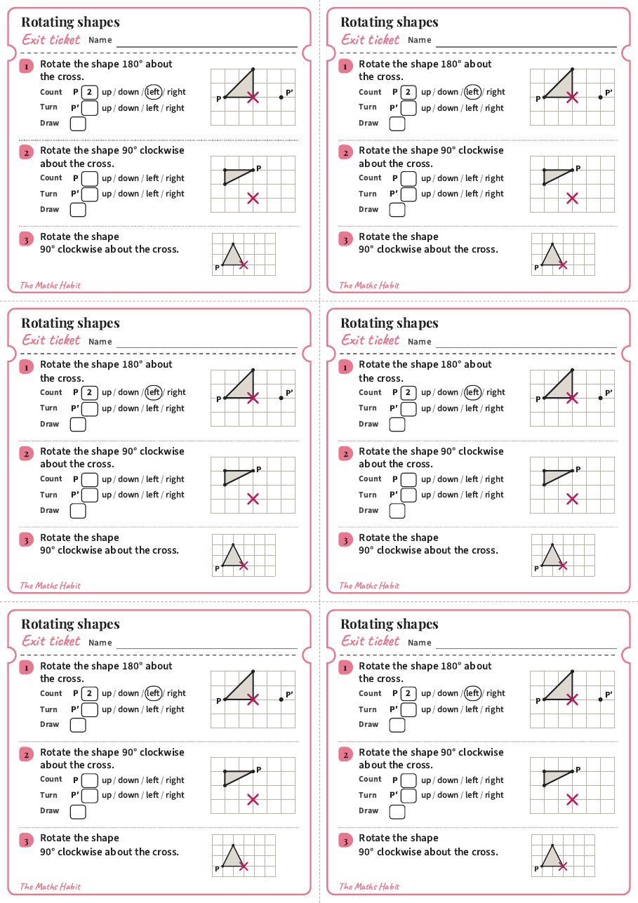 Rotating shapes, exit tickets