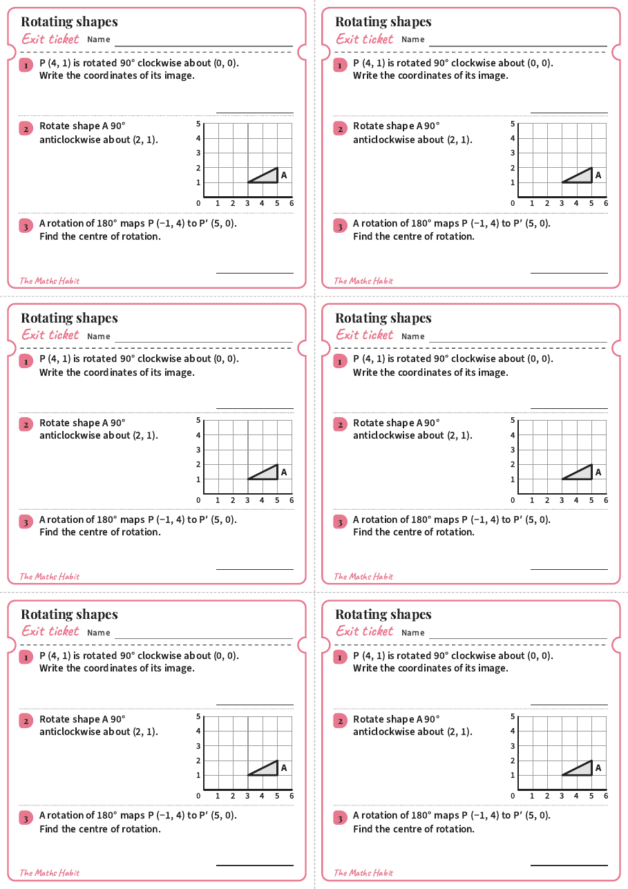 Exit ticket: Rotating shapes, first page