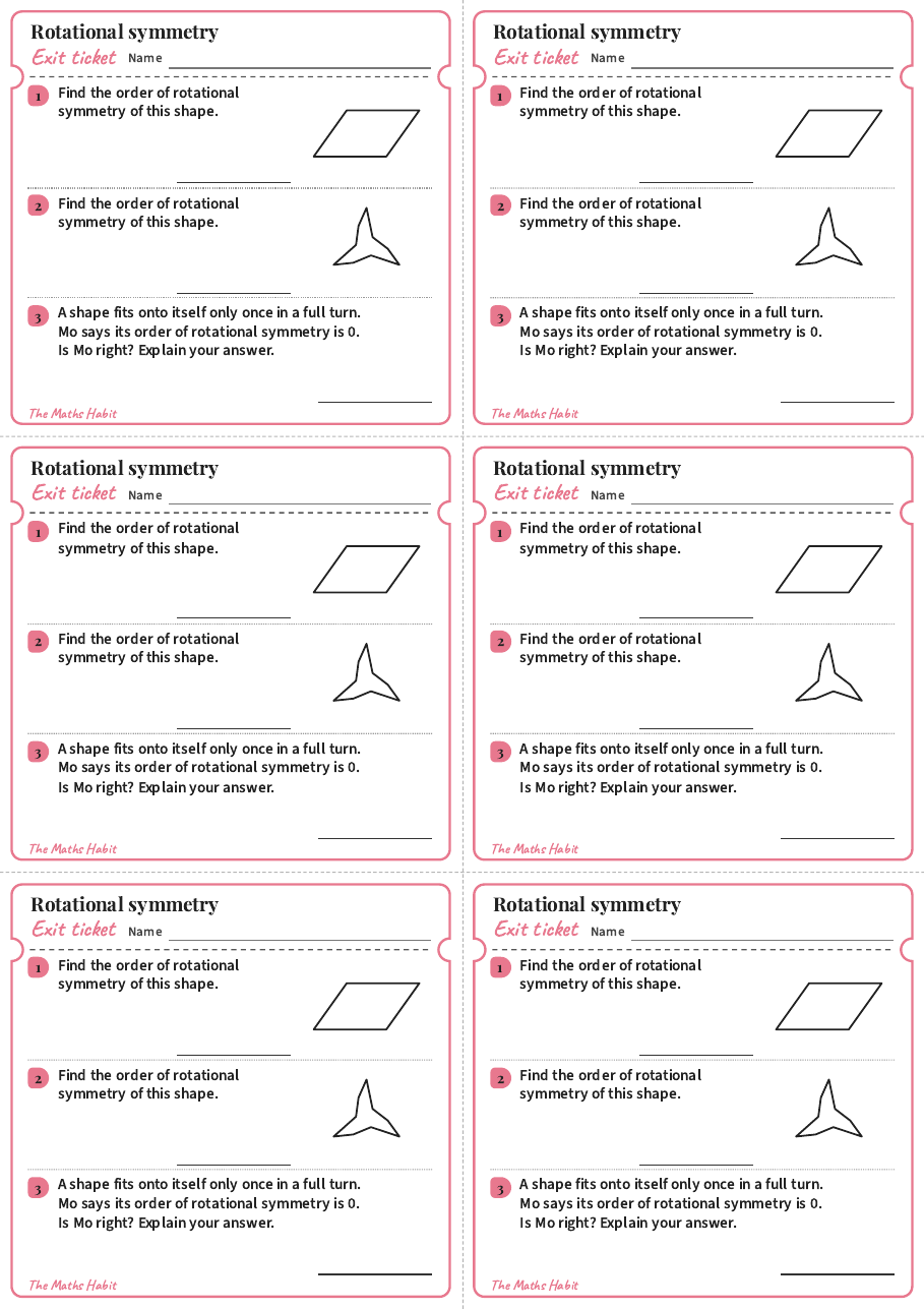Rotational symmetry, exit tickets