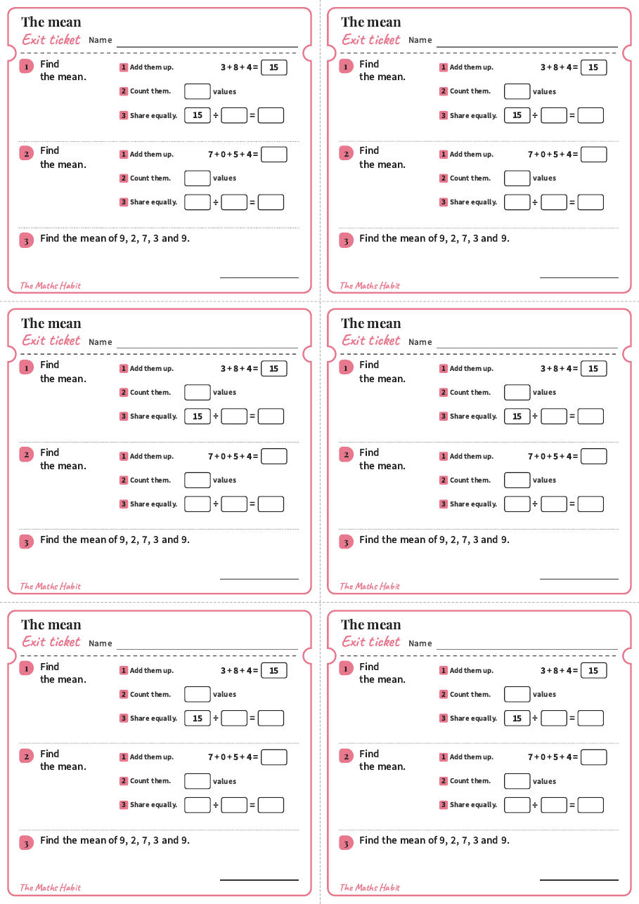 The mean, exit tickets