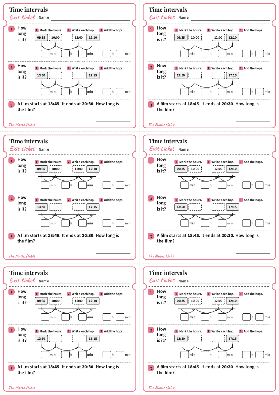 Time intervals, exit tickets