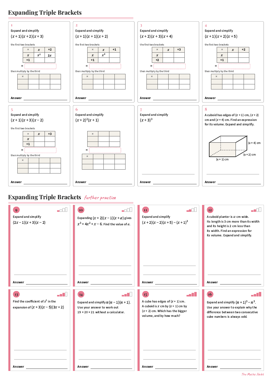 Expanding triple brackets, first page
