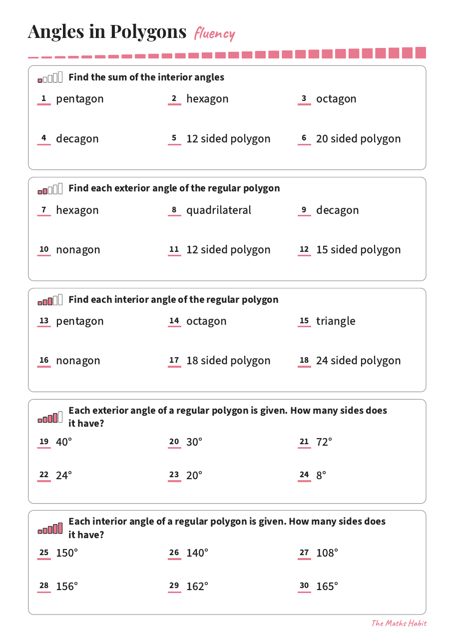 Fluency: angles in polygons, first page