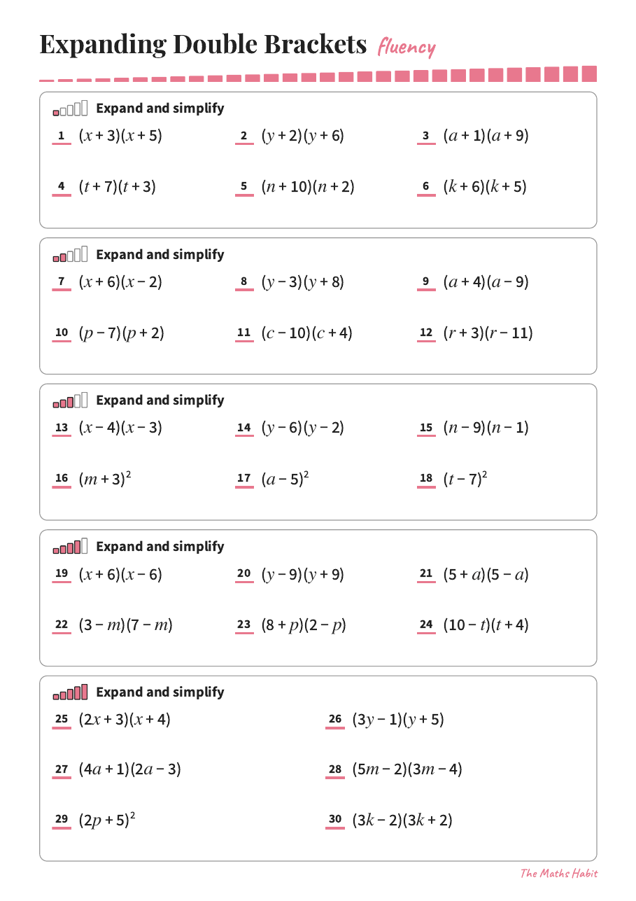 Fluency: expanding double brackets, first page