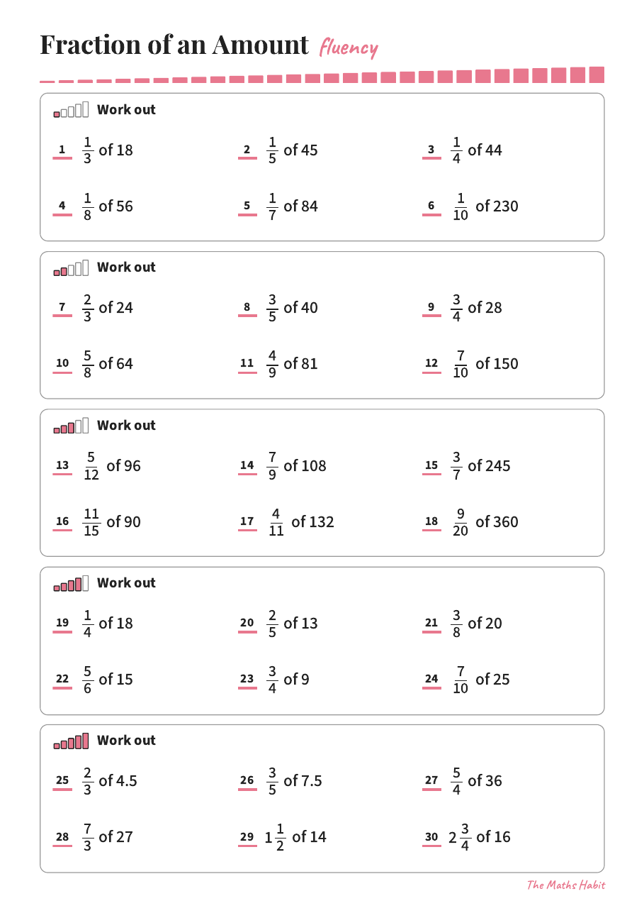 Fluency: fraction of an amount, first page