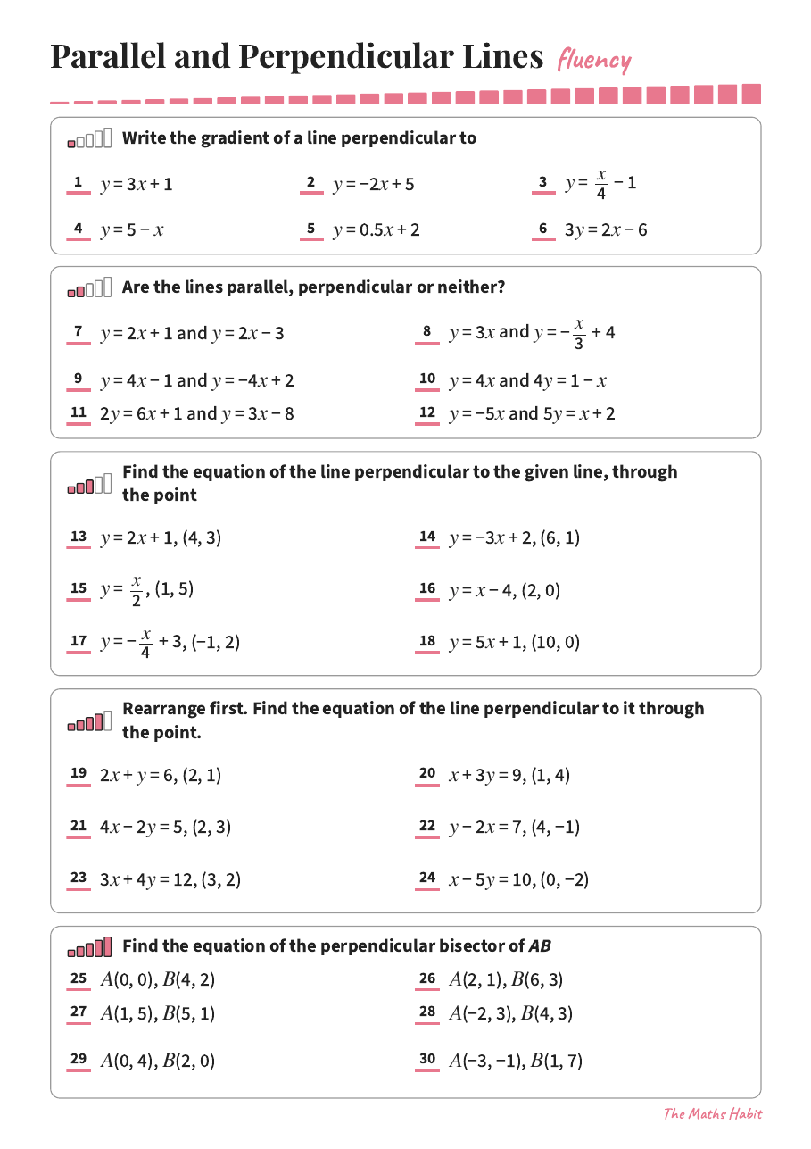 Fluency: parallel and perpendicular lines, first page