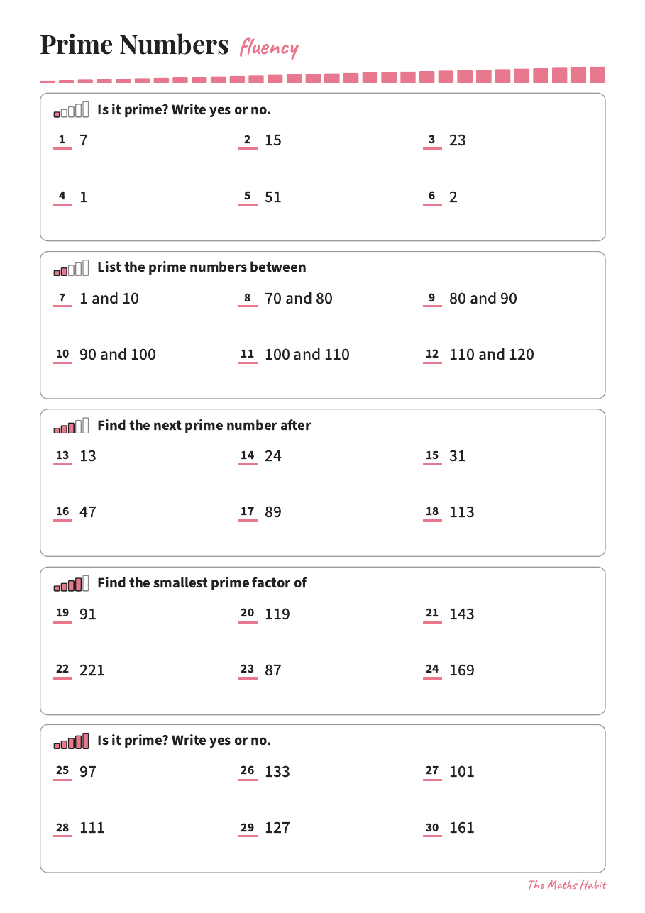 Fluency: prime numbers, first page