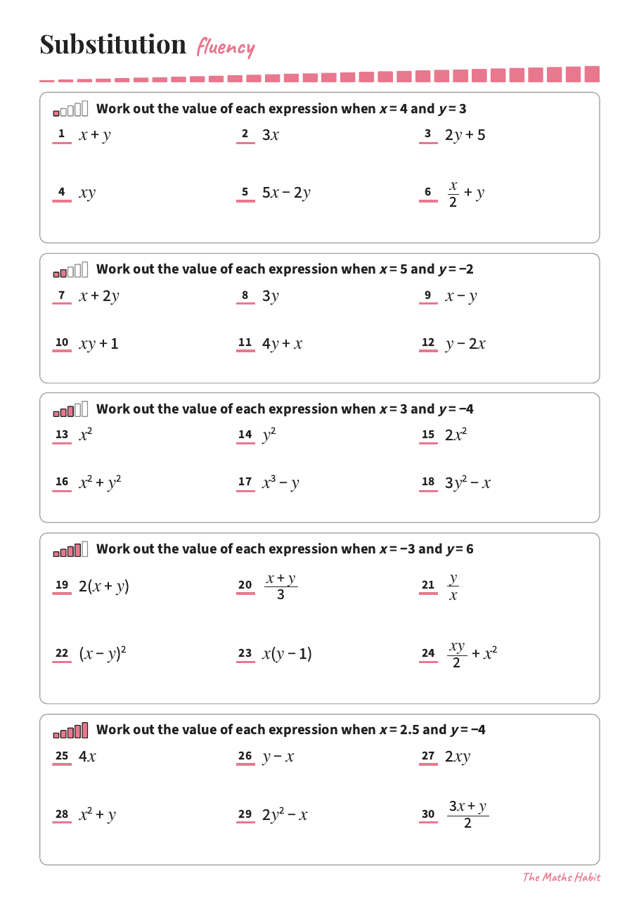 Fluency: substitution, first page