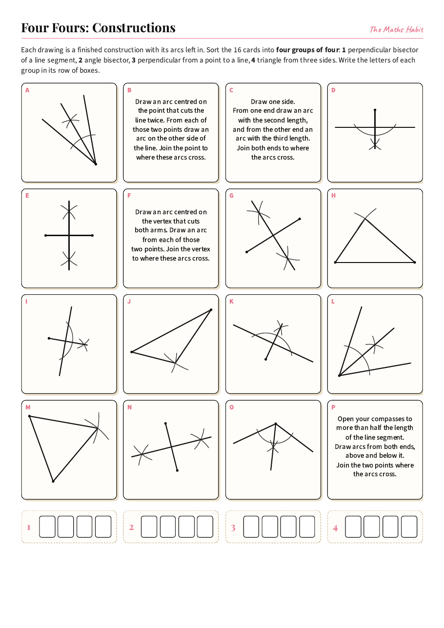 Four Fours: constructions, first page
