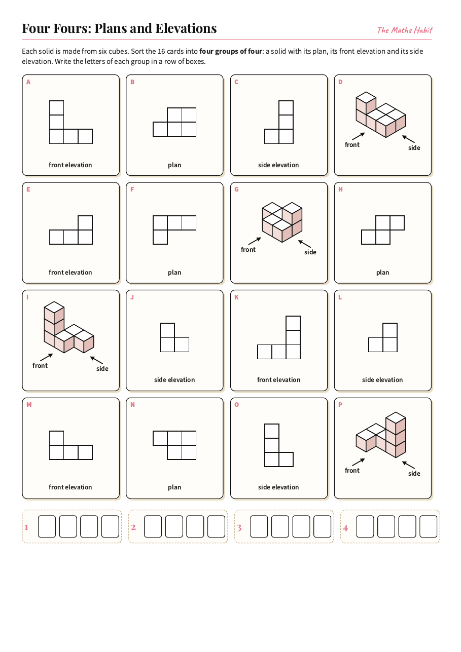 Four Fours: plans and elevations, first page