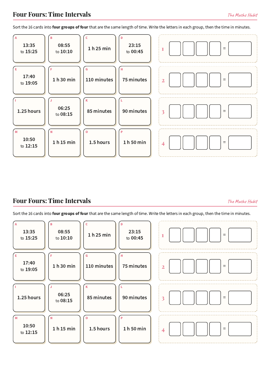 Four Fours: time intervals, first page
