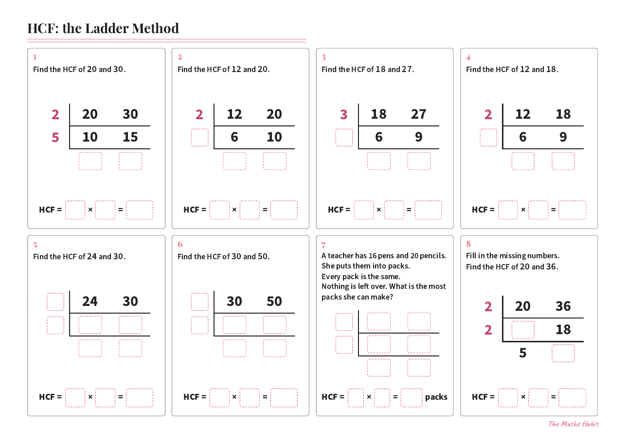 HCF: the ladder method, first page