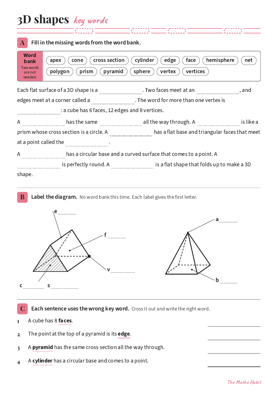 Key words: 3D shapes, first page