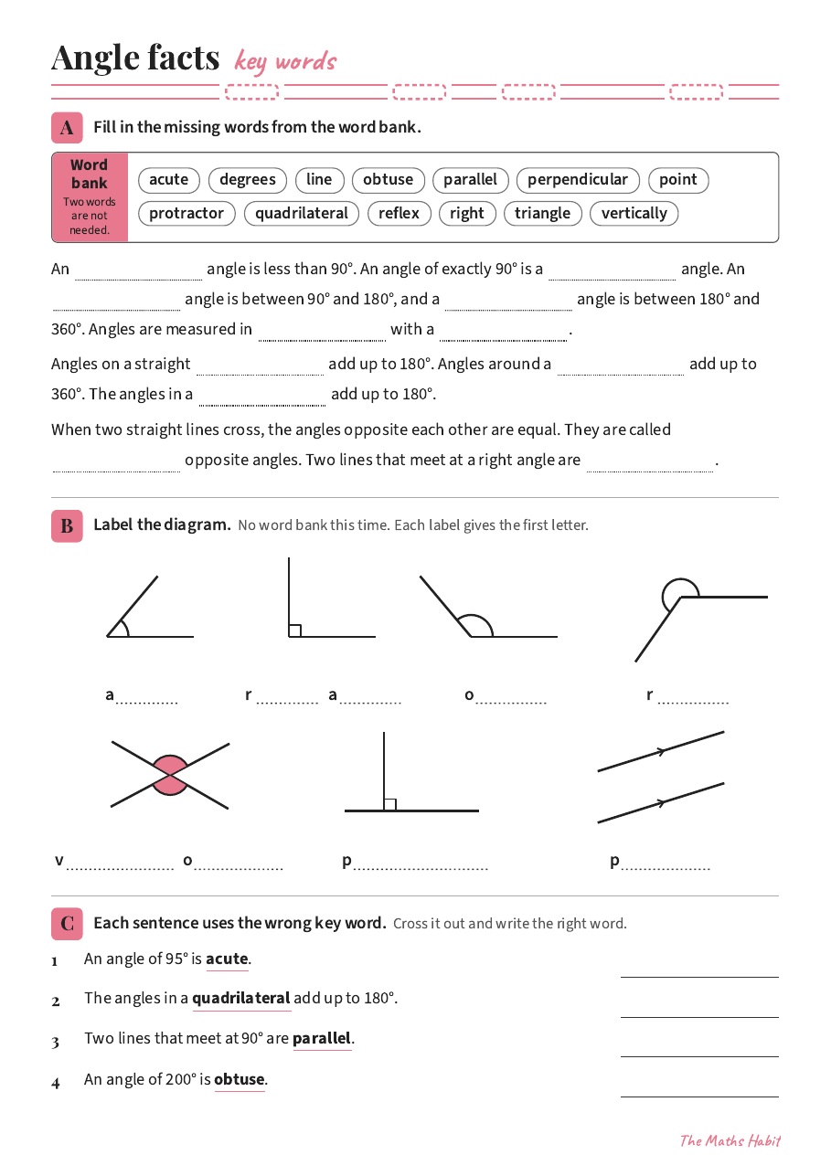 Key words: angle facts, first page