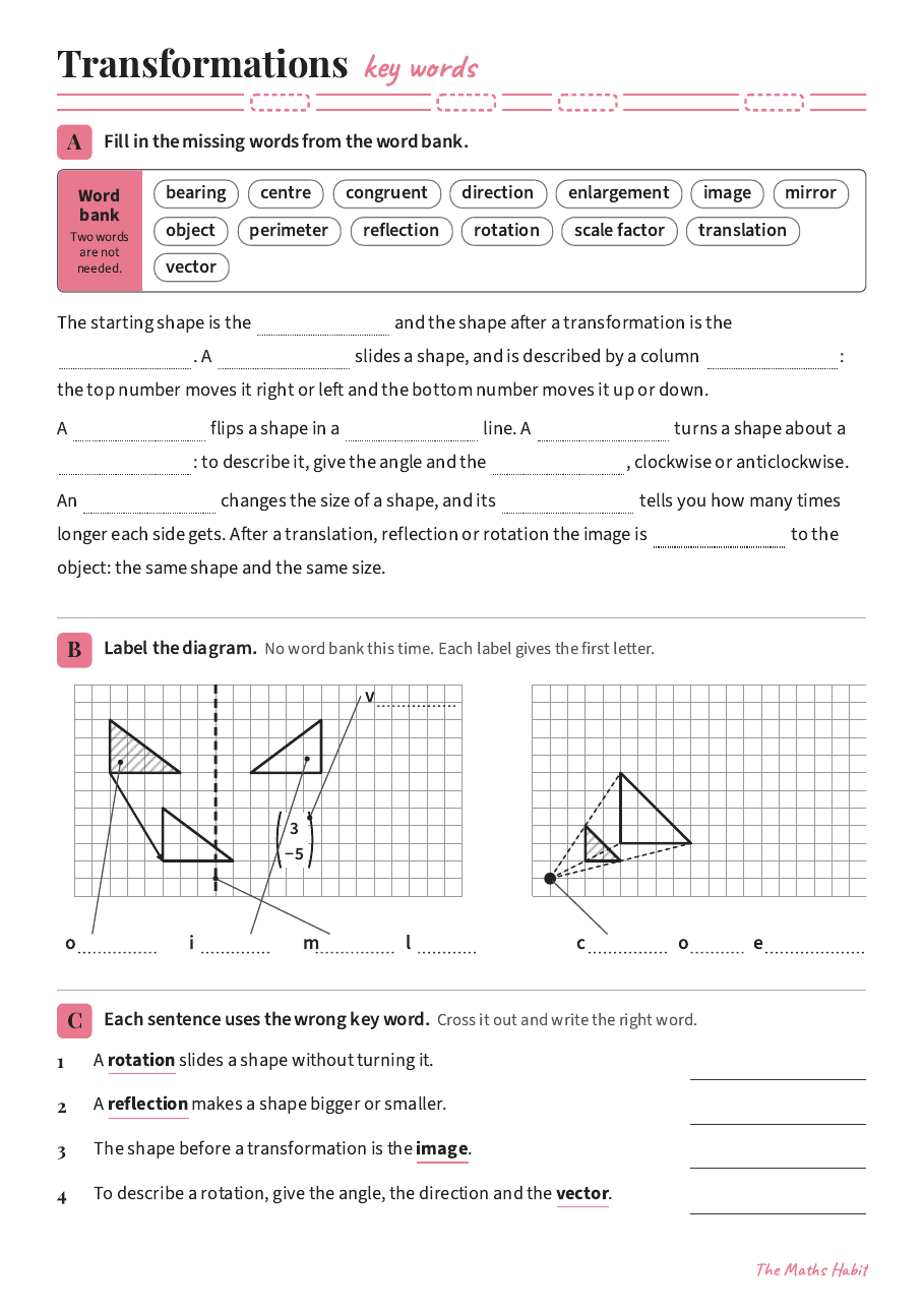 Key words: transformations, first page