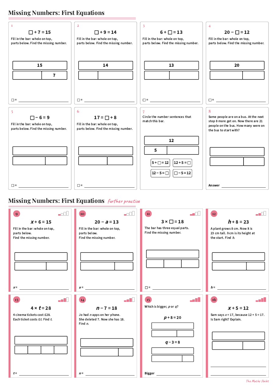 Missing numbers: first equations, first page