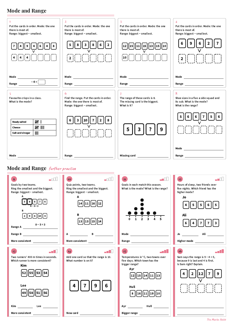 Mode and range, first page