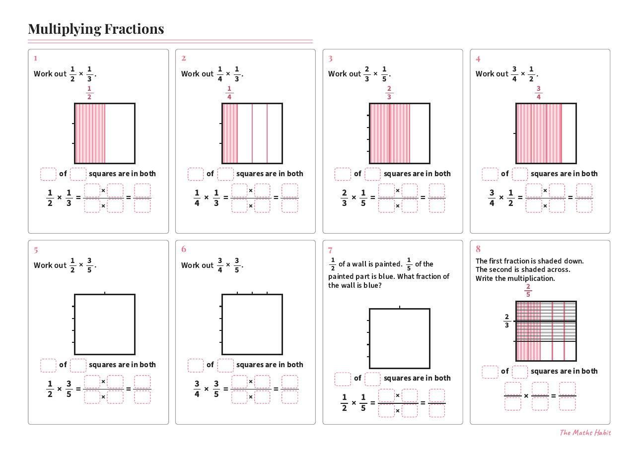 Multiplying fractions, first page