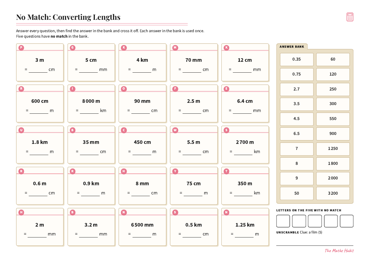 No match: converting lengths, first page