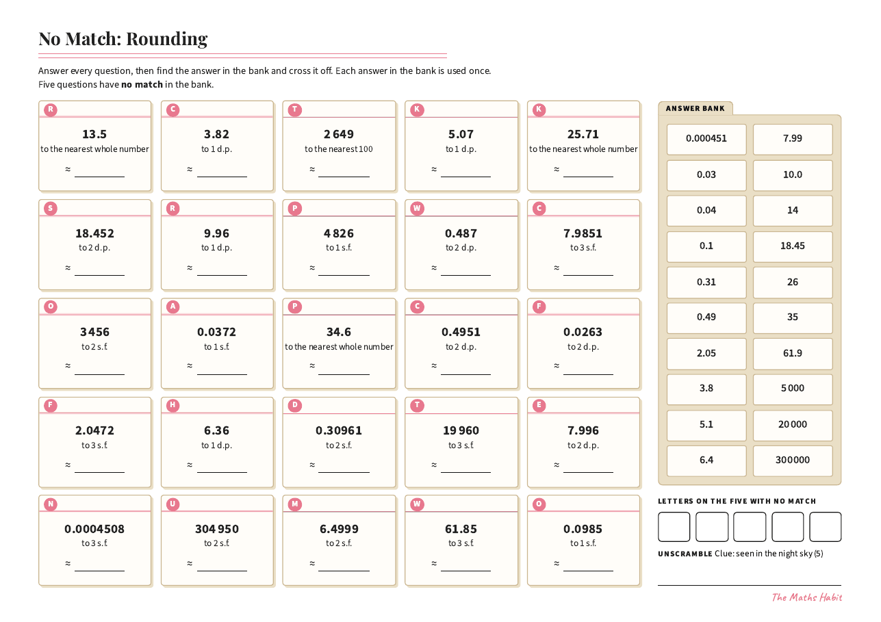 No match: rounding, first page
