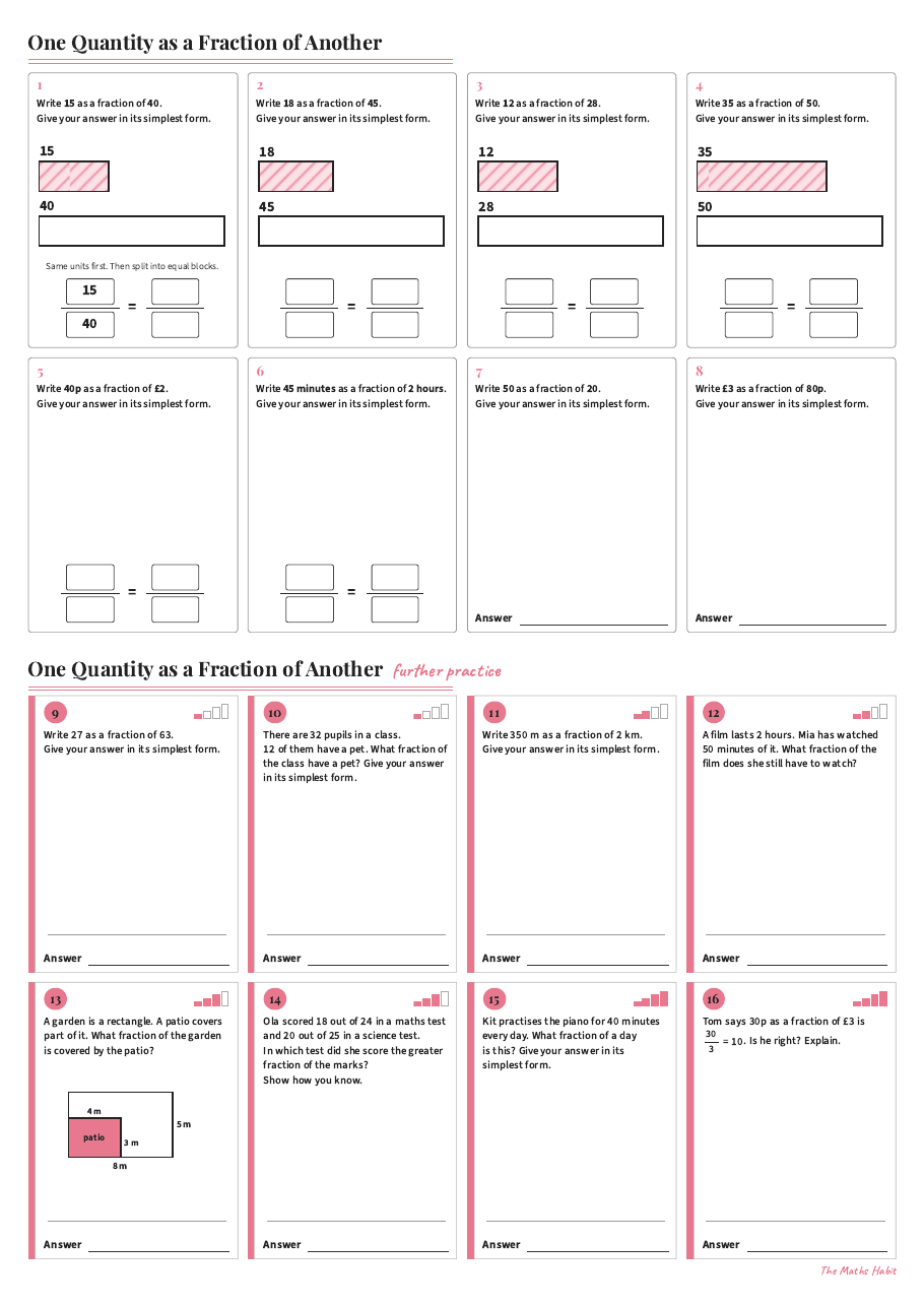 One quantity as a fraction of another, first page