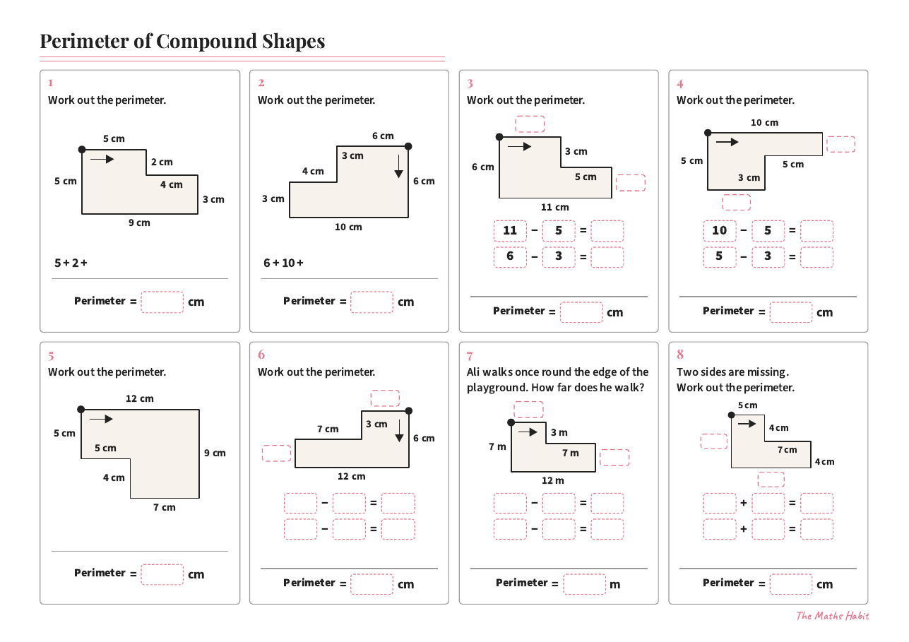 Perimeter of compound shapes, first page