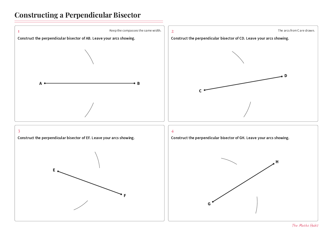 Constructing a perpendicular bisector, first page