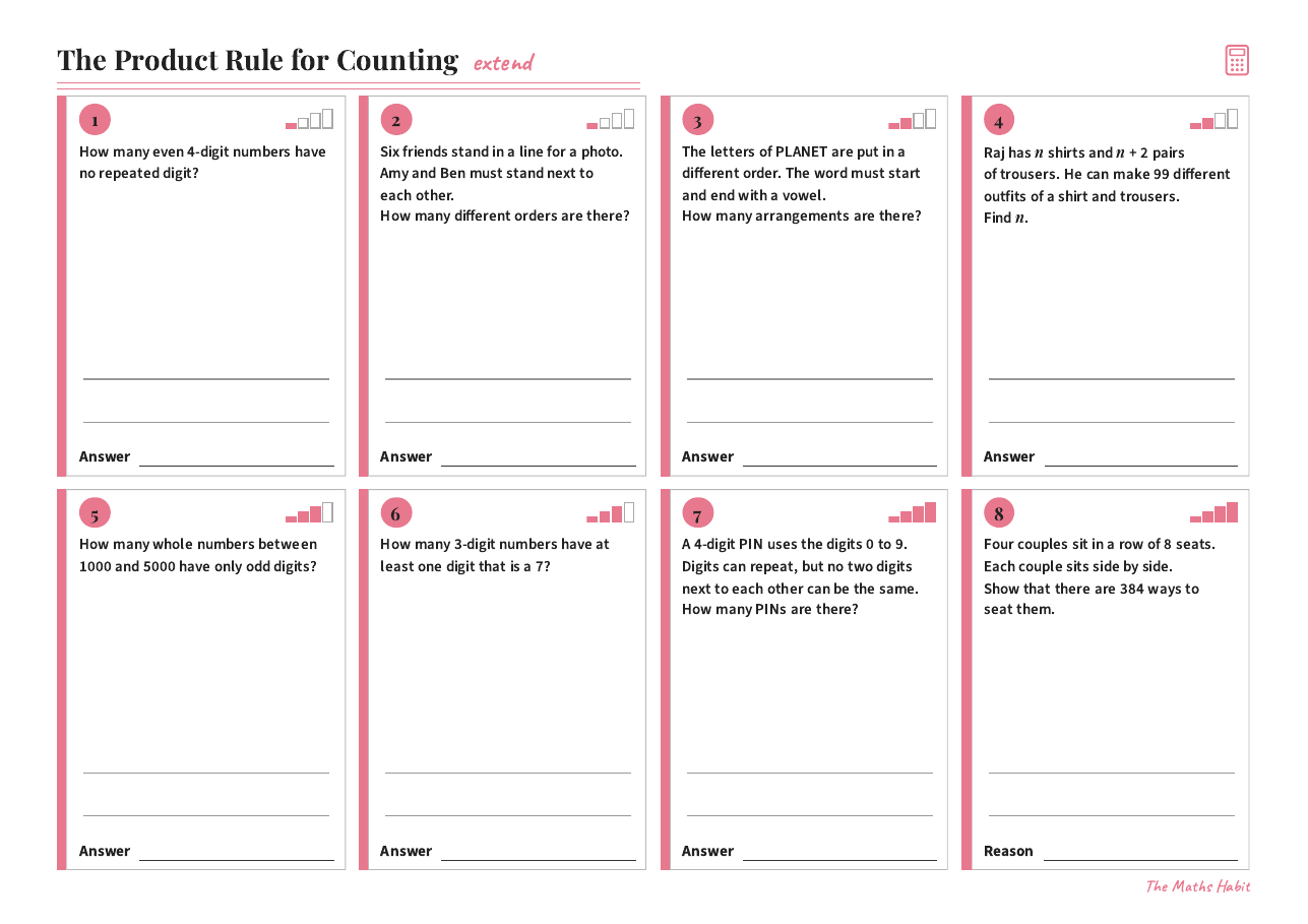 The product rule for counting, Extend, first page