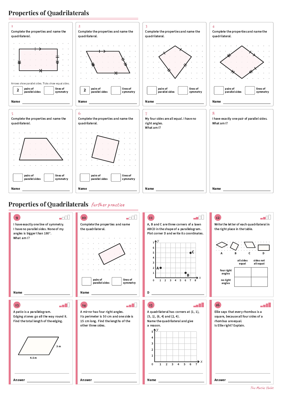 Properties of quadrilaterals, first page