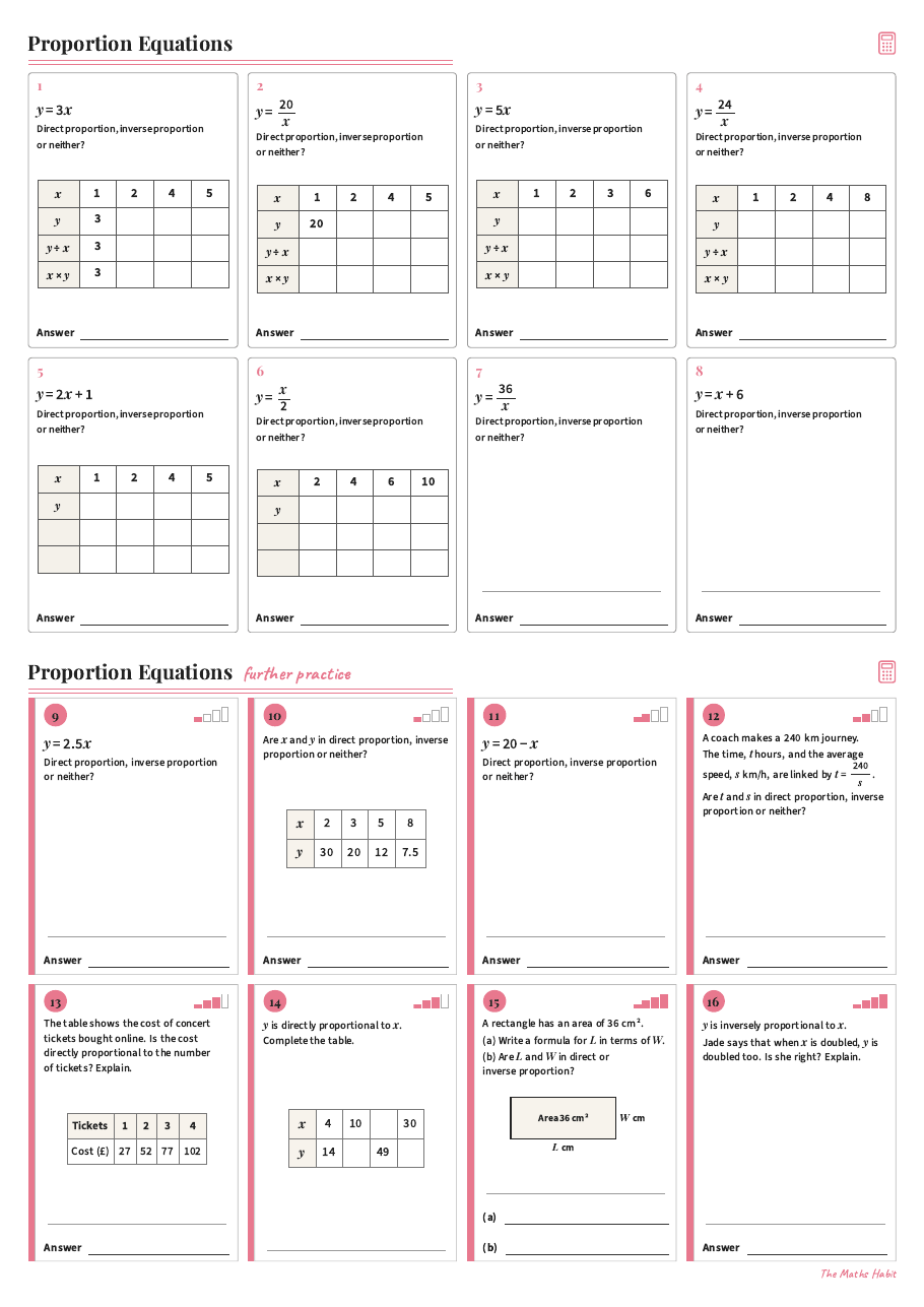 Proportion equations, first page