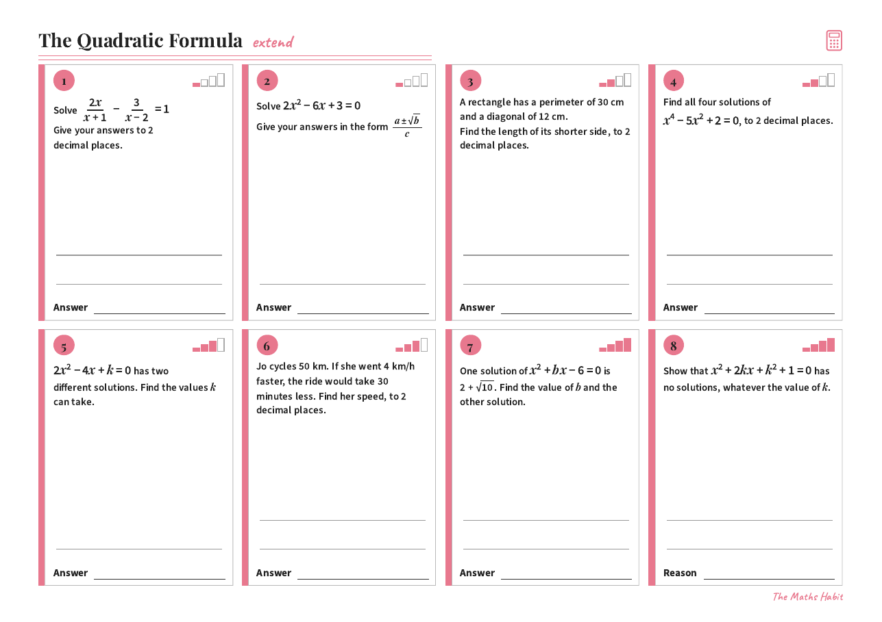 The quadratic formula, Extend, first page