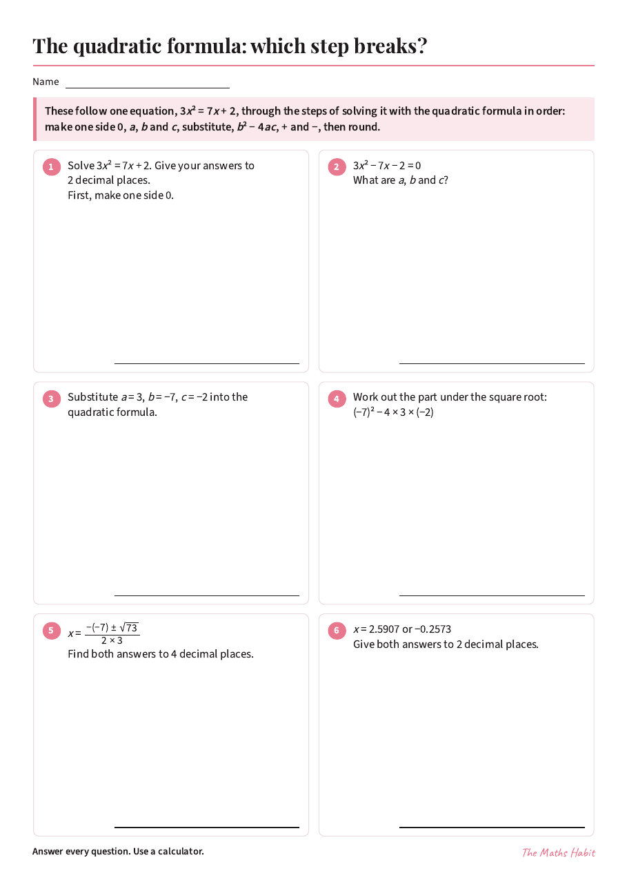 The quadratic formula: which step breaks?, first page