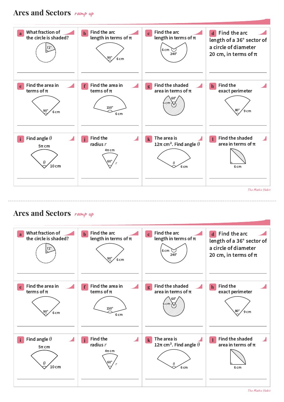 Ramp up: arcs and sectors, first page