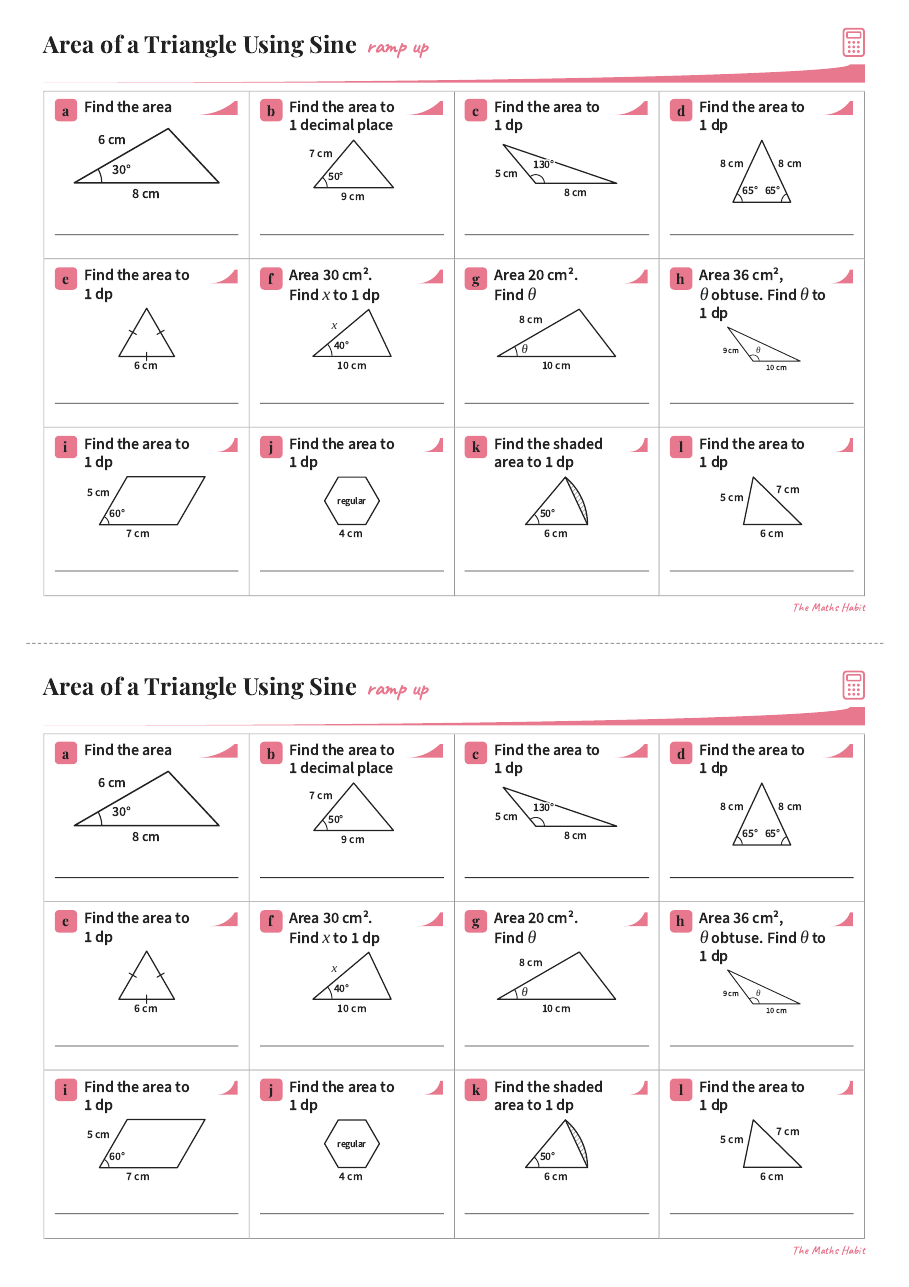 Ramp up: area of a triangle using sine, first page