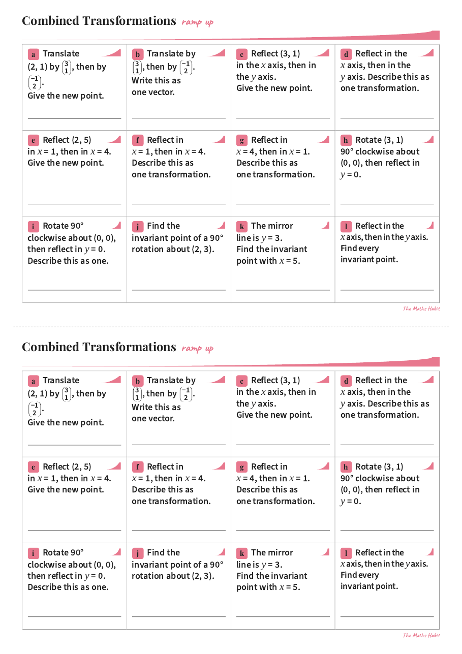 Ramp up: combined transformations, first page