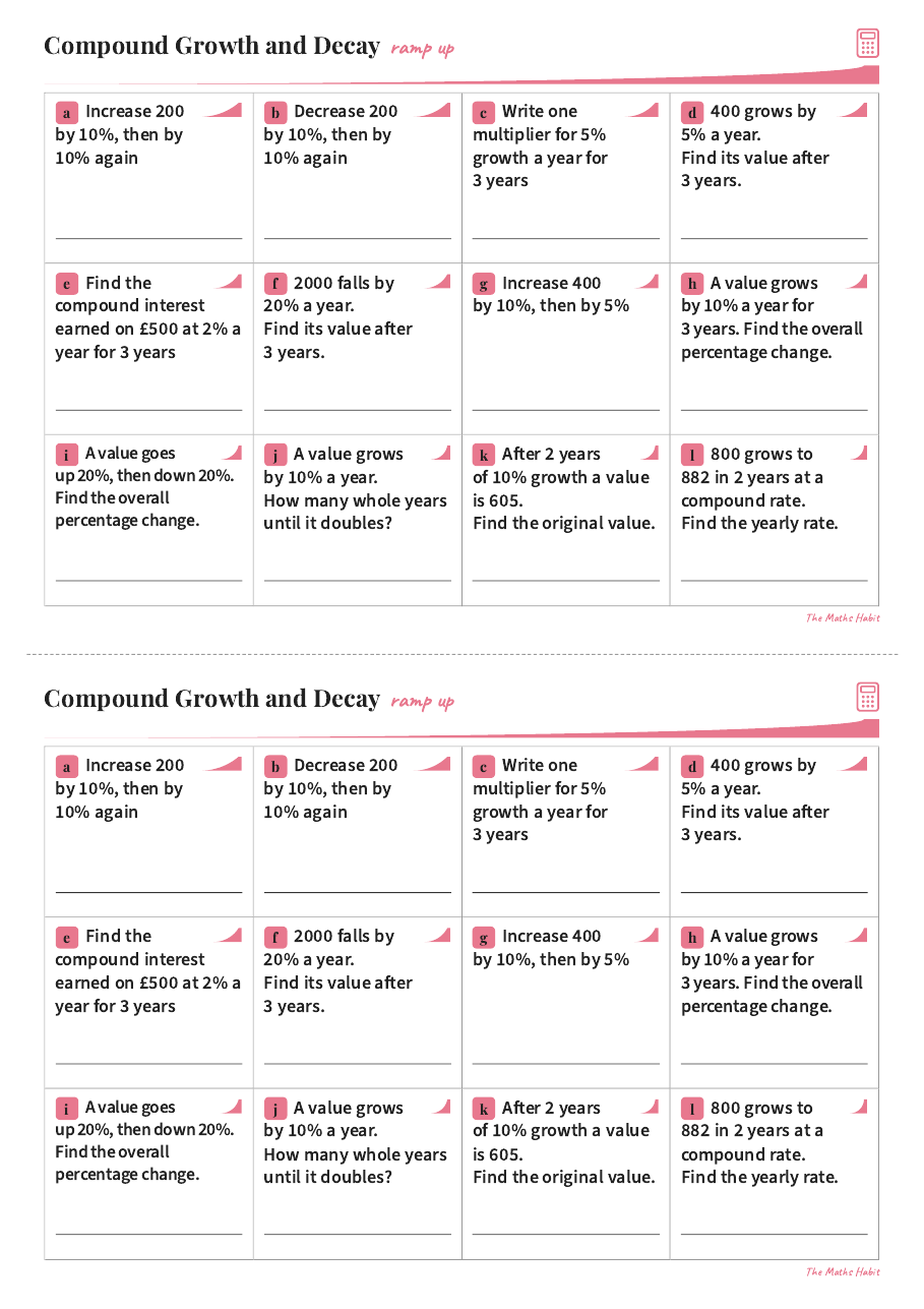 Ramp up: compound growth and decay, first page