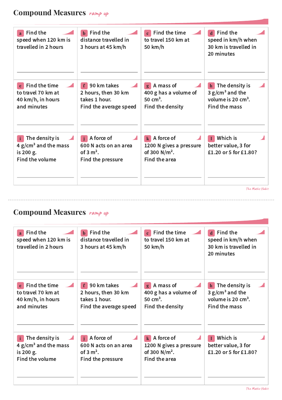 Ramp up: speed, density and compound measures, first page