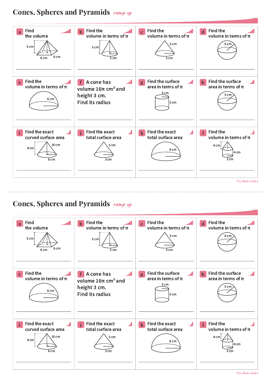 Ramp up: cones, spheres and pyramids, first page