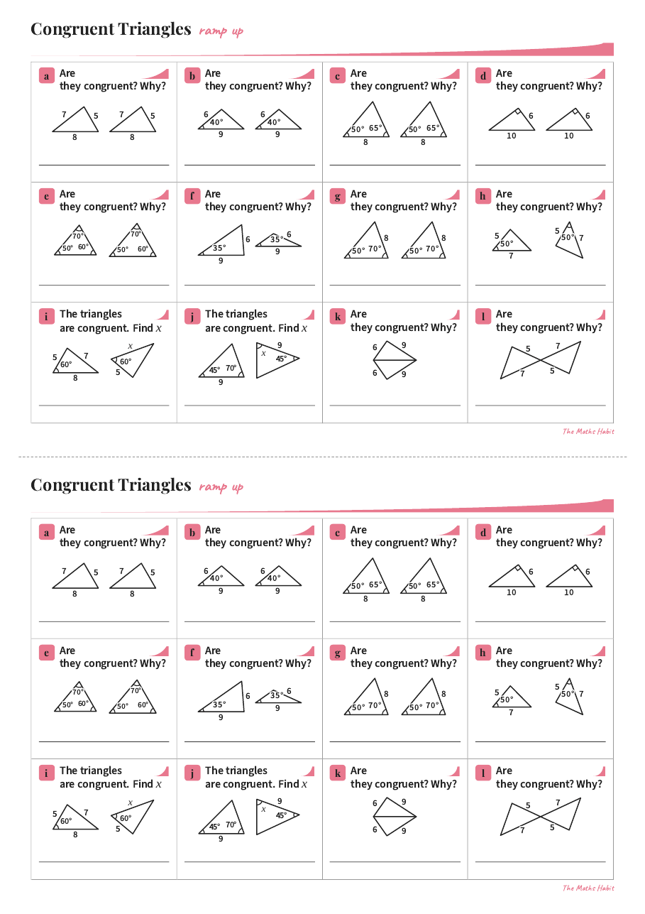 Ramp up: congruent triangles, first page