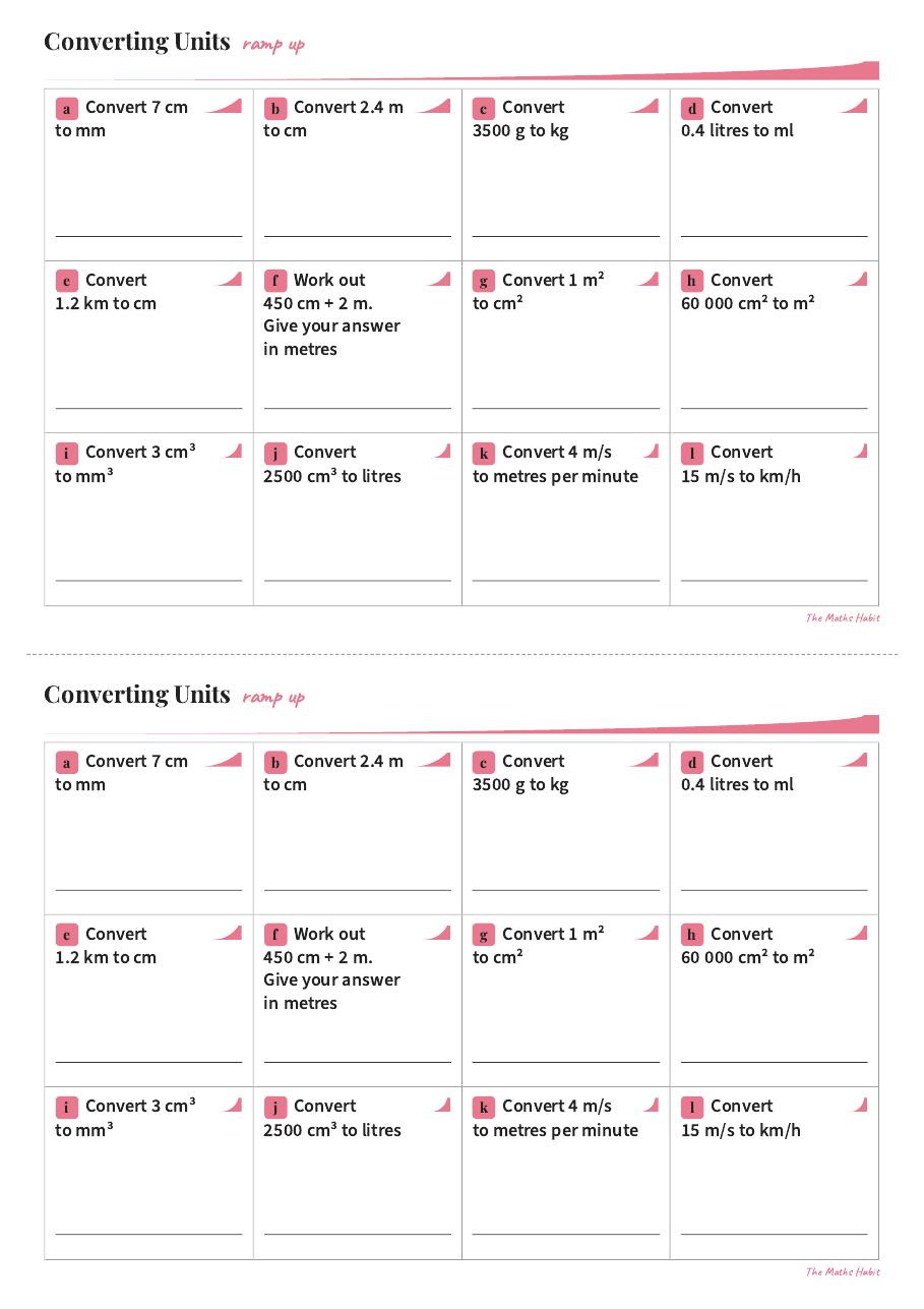 Ramp up: converting units, first page