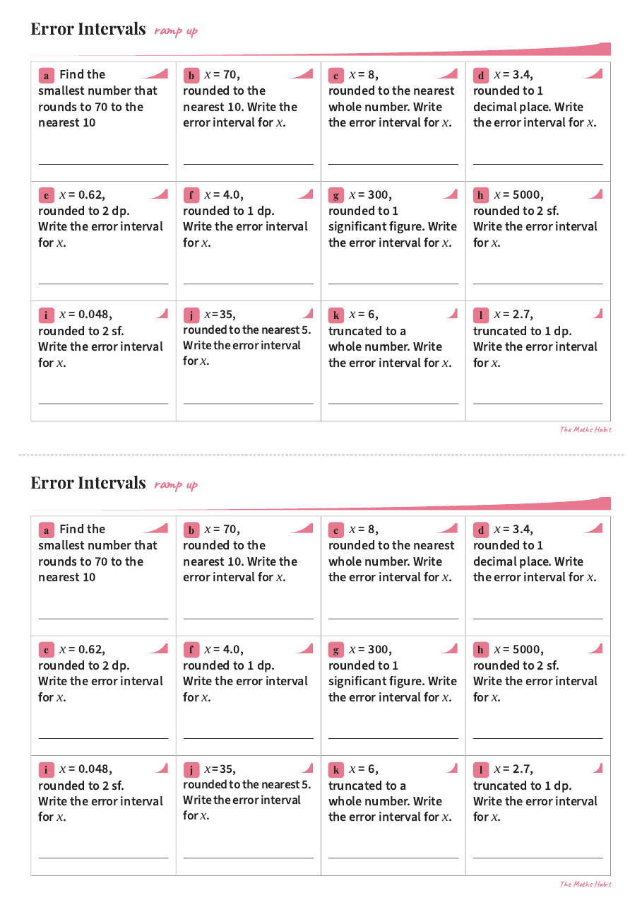 Ramp up: error intervals, first page