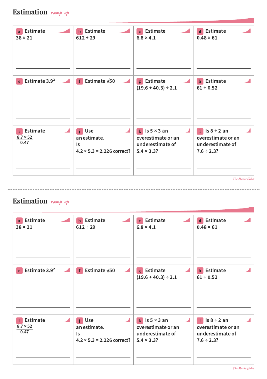 Ramp up: estimation, first page