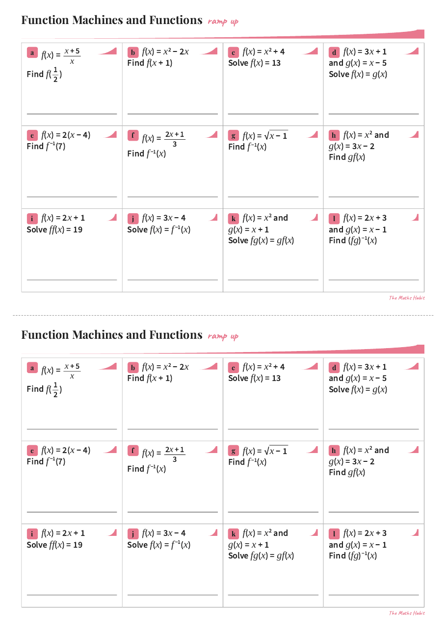 Ramp up: function machines and functions, Stretch, first page