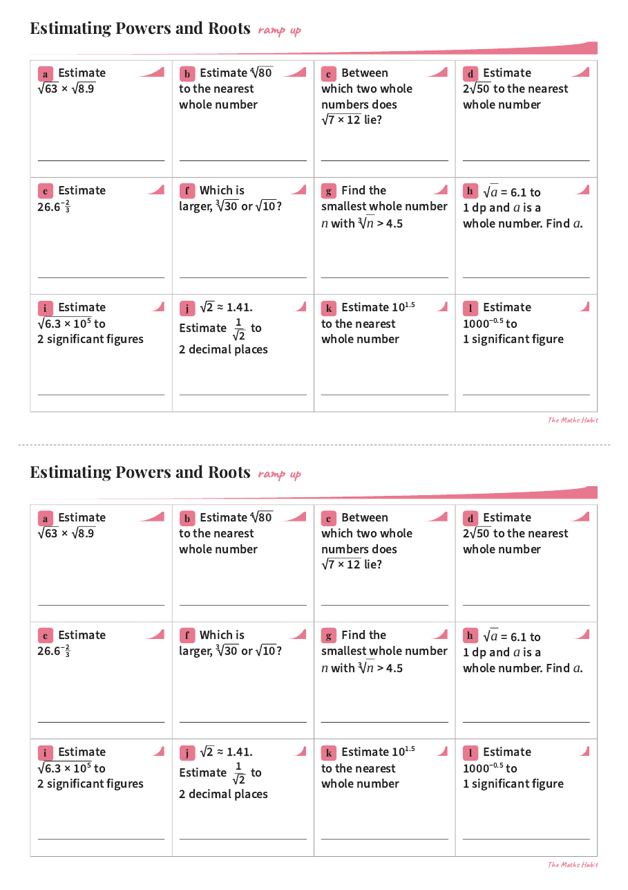 Ramp up: estimating powers and roots, Extend, first page