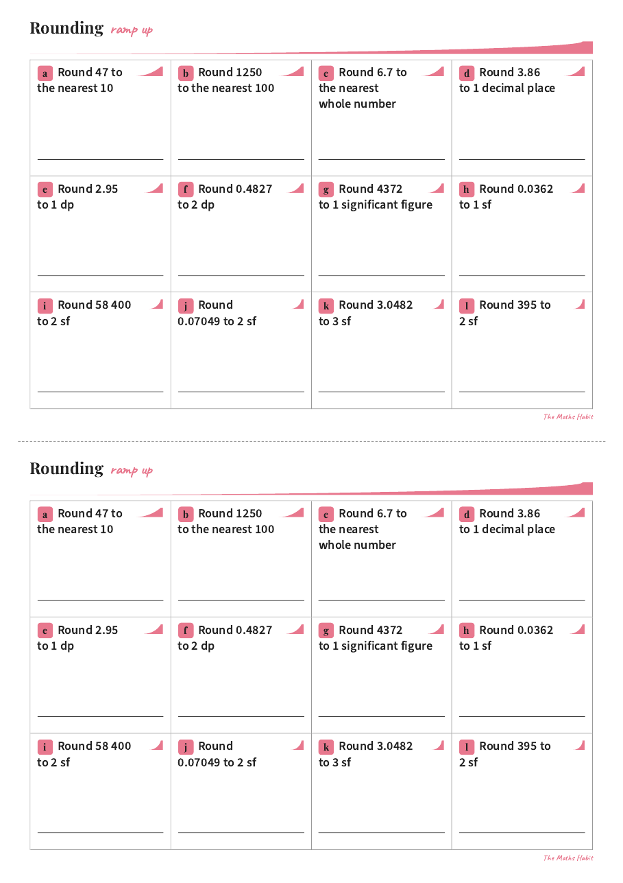 Ramp up: rounding, first page